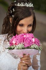 Obraz na płótnie Canvas bride with a bouquet