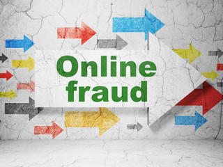 Security concept: arrow Online Fraud on grunge wall background