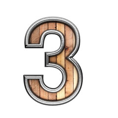 isolated metal figure with wood