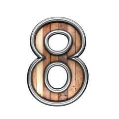 isolated metal figure with wood