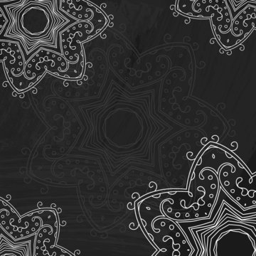 Vector flourish pattern. Chalk board with floral ornament.