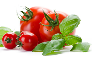 Tomaten und Basilikum close-up