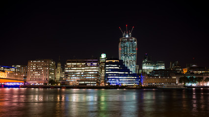 London skyline at night, UK