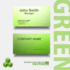 Green Abstract creative business cards (vector, set template)