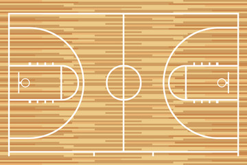 Obraz premium Basketball court with parquet wood board. Vector