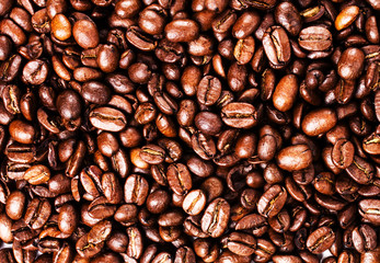 Coffee bean  background with copyspace for text. Coffee backgrou