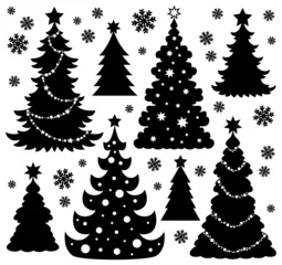 Door stickers For kids Christmas tree silhouette theme 1