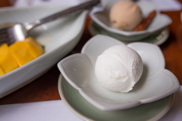 Fototapeta na wymiar Coconut fresh ice cream vanilla
