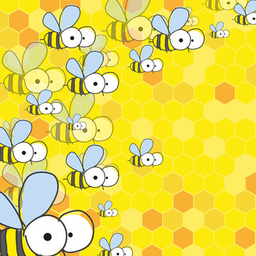 Bees And Honey. Spring Background.