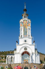 Fototapeta premium Temple-Lighthouse St. Nicholas of Myra in the village Malorechen