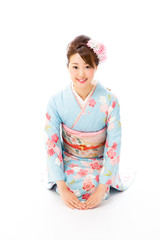 japanese traditional woman on white background