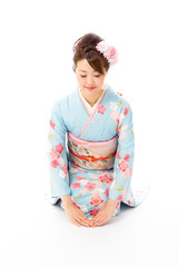 japanese traditional woman on white background