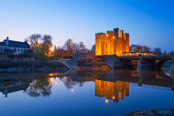 Bunratty castle at night in Co. Clare, Ireland
