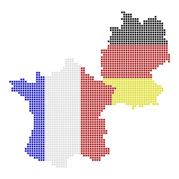Karten von Deutschland und Frankreich in Landesfarben