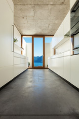 beautiful modern house in cement, interiors, white kitchen