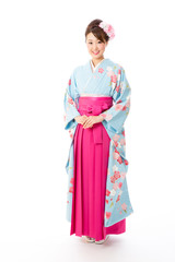 Fototapeta premium japanese traditional woman on white background