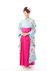japanese traditional woman on white background