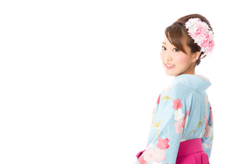 japanese traditional woman on white background
