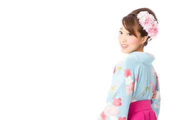 japanese traditional woman on white background