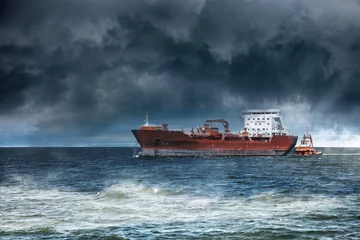 Photo sur Plexiglas Orage Navire en mer pendant une tempête.