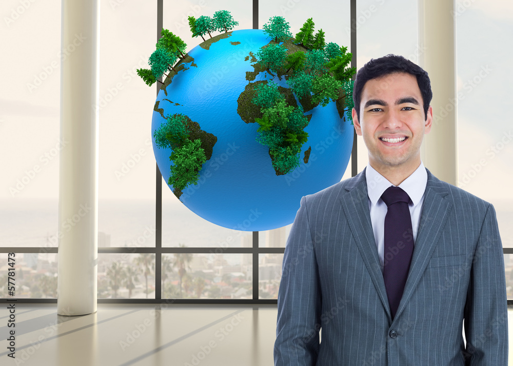 Poster composite image of smiling businessman standing