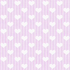 Pink and White Hearts and Stripes Fabric Background