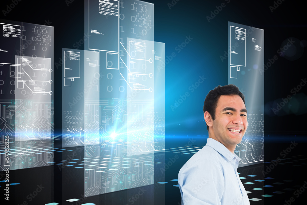 Poster composite image of smiling casual man standing