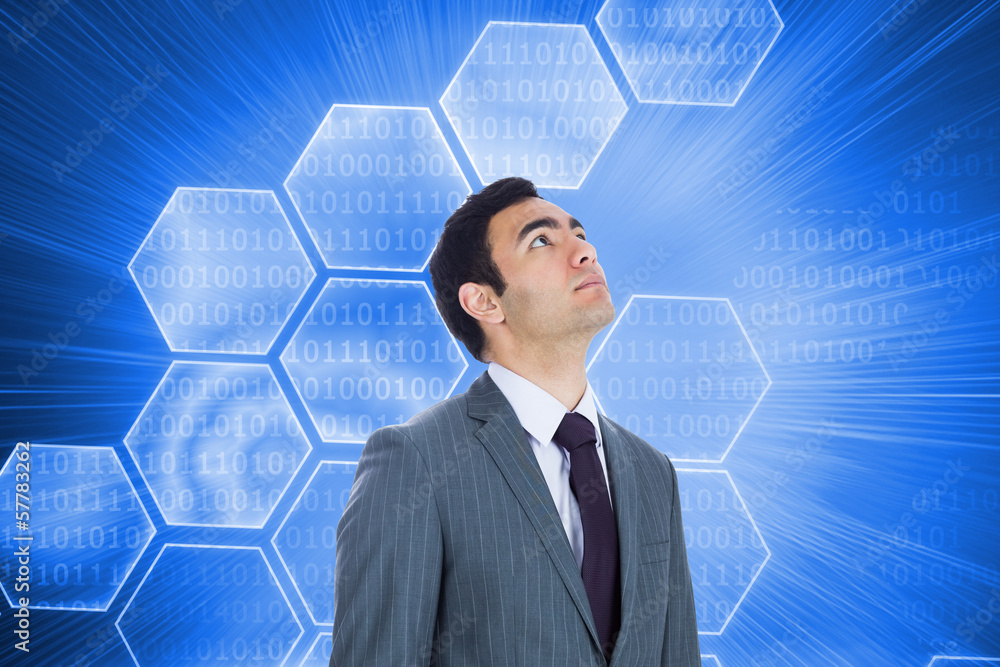 Poster composite image of unsmiling businessman standing