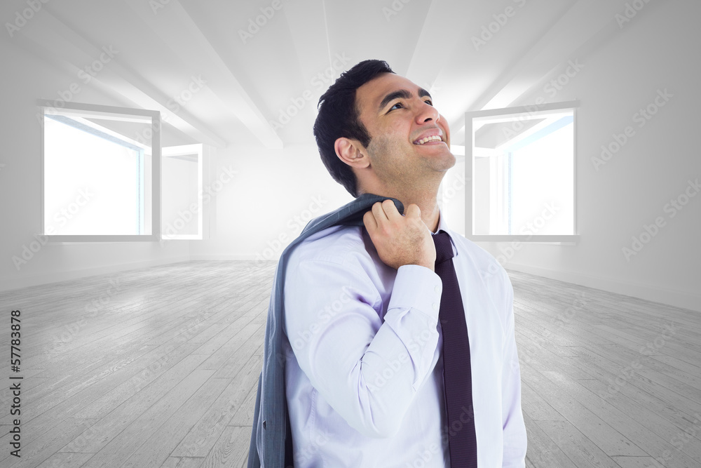 Poster composite image of smiling businessman standing