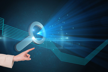 Composite image of businesswoman pointing