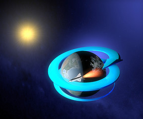 Mondo terra sole globo spazio shuttle orbita navicella © Naeblys