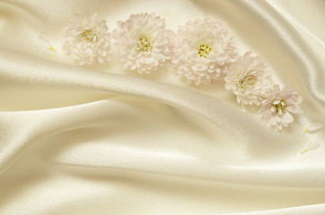White chaotic draped fabric with flowers