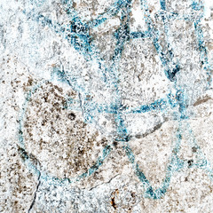 blue texture of shabby paint and plaster cracks background