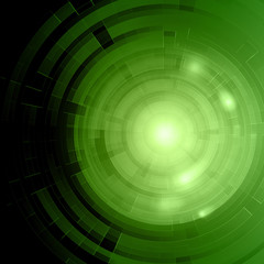 abstract tech circles background design with light effect green