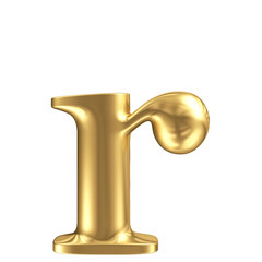 Golden matt lowercase letter r, jewellery font collection