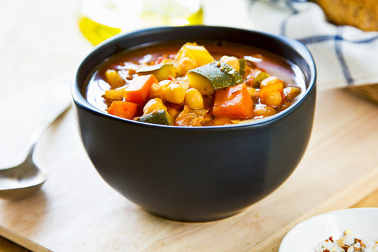 Vegetables soup with chickpea