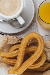 Breakfast with coffee and churros