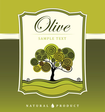Olive tree. Vector decorative olive tree. For labels, pack.