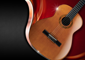 Obraz na płótnie Canvas Acoustic Guitar on Luxury Background