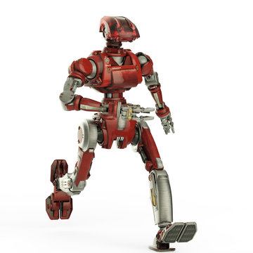 red robot running