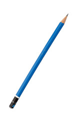 used old blue pencil, isolated on white