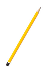 use old yellow pencil, isolated on white