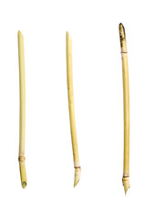 three asian selfmade reed pen, isolated on white