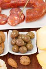olives with sausages and cheese