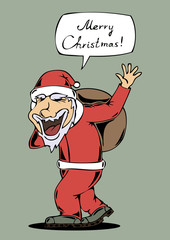 Santa Claus with a bag of gifts
