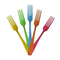 Isolated colorful forks