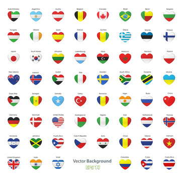 Set of flags heart