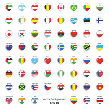 Set of flags heart.