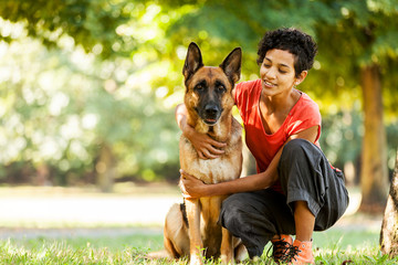 Portrait of woman with german shepherd © Francesco83