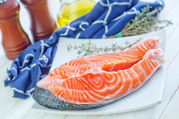 raw salmon steak